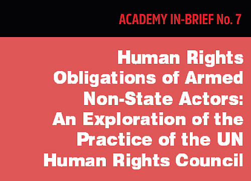 Vover page of the In-Brief No.7 Human Rights Obligations of Armed Non-State Actors: An Exploration of the Practice of the UN Human Rights Council  