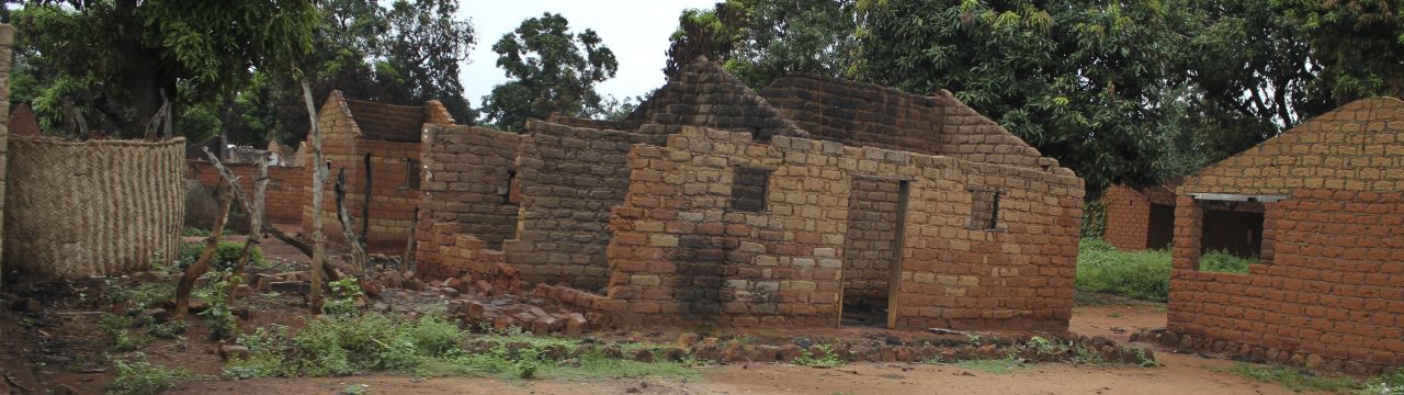 Central African Republic, Bouca, 2013. Some houses near the Catholic Mission were recently burnt. 