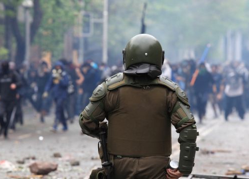 Policeman during a demonstration