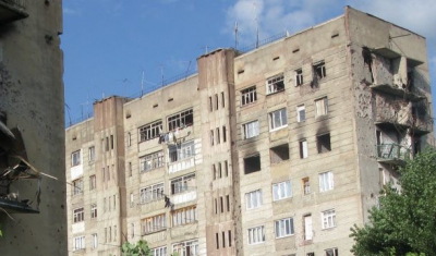 Destroyed buildings during the 2008 South Ossetia Conflict