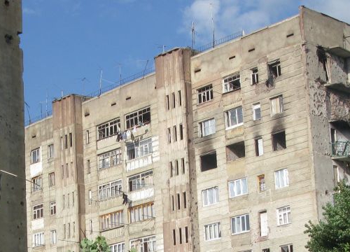 Destroyed buildings during the 2008 South Ossetia Conflict