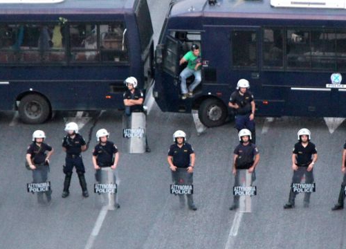 Police in the streets of Athens
