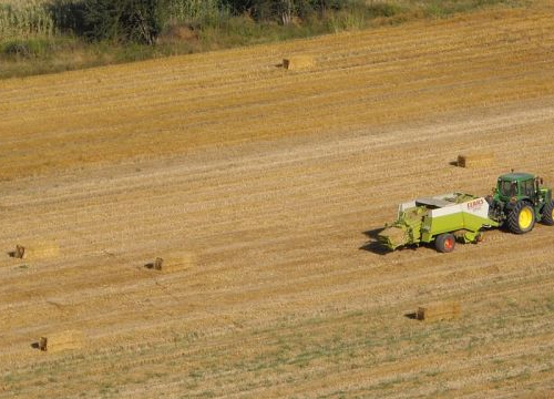 Tractor at work in a field (Mombaldone, Piemonte, NW Italy)