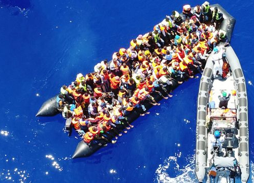 Safe and rescue operation of a boat in the Mediterranean Sea.