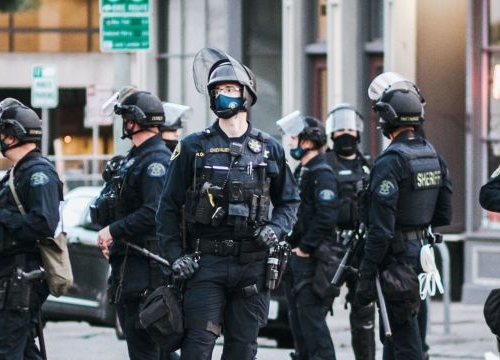 Police officers during a demonstration