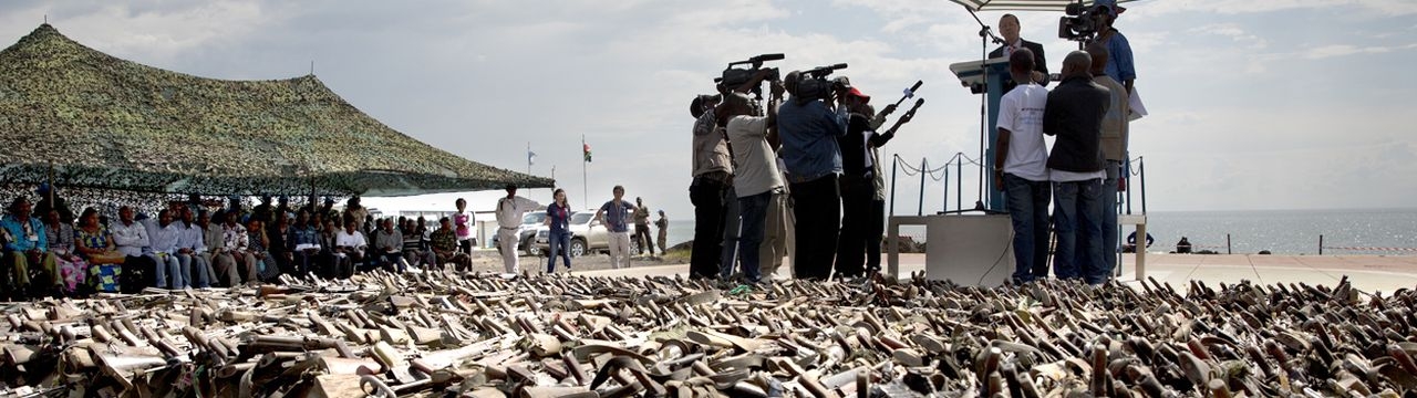 SRSG Martin Kobler addresses a ceremony in Goma, North Kivu province, to mark the destruction of weapons and ammunitions on 20 November 2013. 