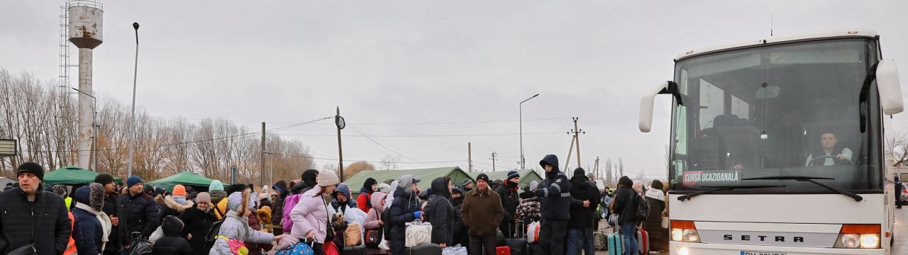 A scene from the Palanca-Maiaki-Udobnoe border crossing point, between the Republic of Moldova and Ukraine on 1 March 2022.