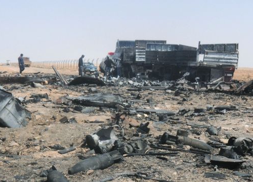 Libya, Between Brega and Ras Lanuf. Weaponery destroyed during the fighting