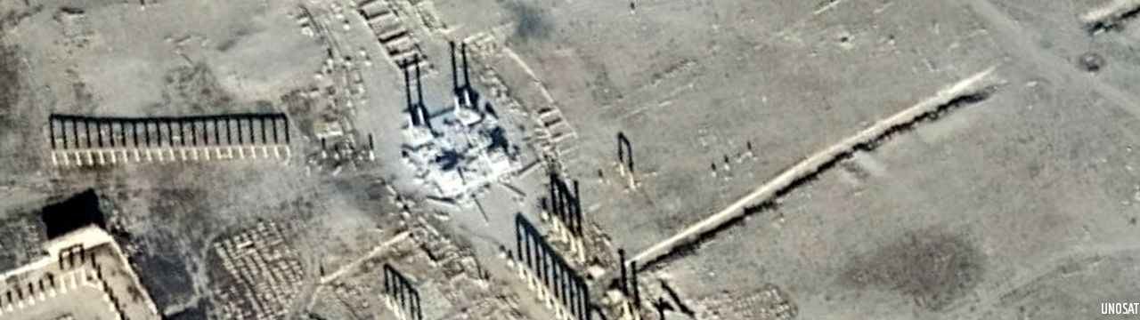 Destruction of Palmyra by Islamic State with copyright