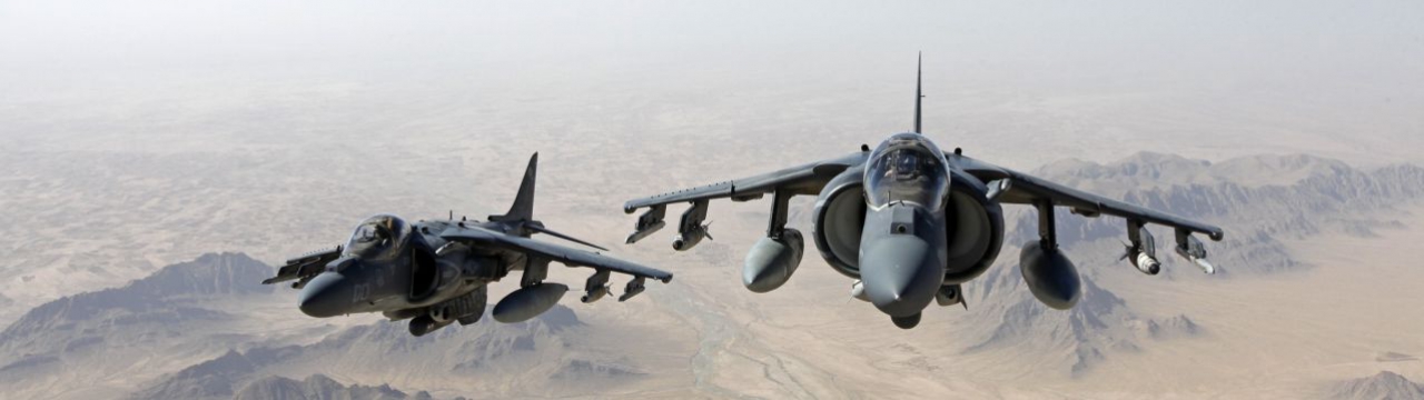 AV-8B Harrier jets with Marine Attack Squadron 311 fly over Helmand province, Afghanistan, June 10, 2013