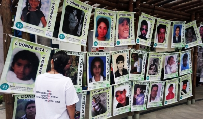 Cali, Colombia: wall with photos of disappeared. 