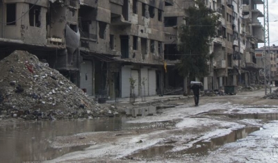 Syria, Harasta, destroyed buildings