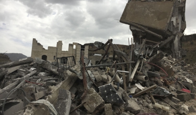 Yemen,  Sana'a, Faj Attan district. Destruction.