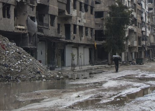 Syria, Harasta, destroyed buildings