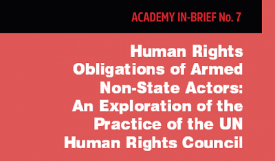 Vover page of the In-Brief No.7 Human Rights Obligations of Armed Non-State Actors: An Exploration of the Practice of the UN Human Rights Council  