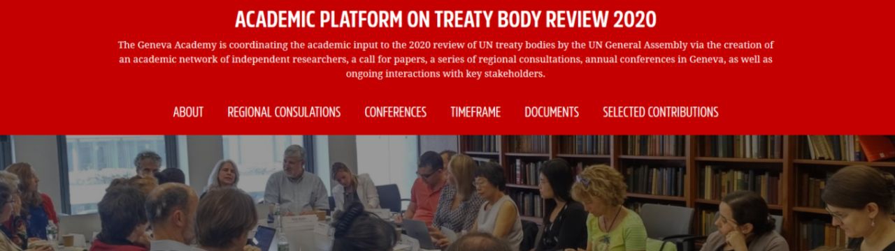 Homepage of the new portal for the Academic Platform on Treaty Body review 2020