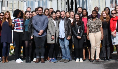 2017 Transitional Spring School: group photo of all participants in front of the Villa Moynier