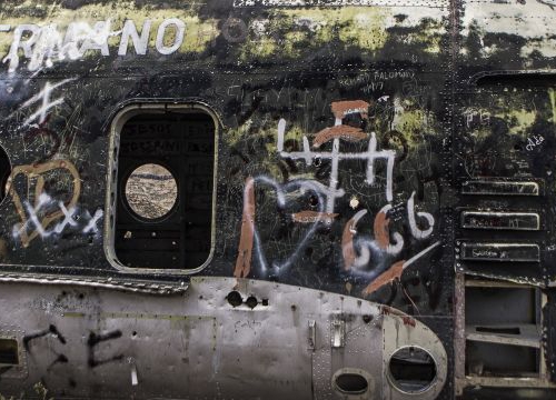 Peru, Huancasancos. A military helicopter allegedly shot down during the conflict in the early nineties. 