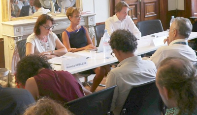 Picture of the panel with Felix Kirchmeier, Kamelia Kemileva and Sarah Cleveland