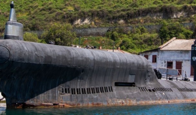 A Russian submarine in Sebastopol harbour