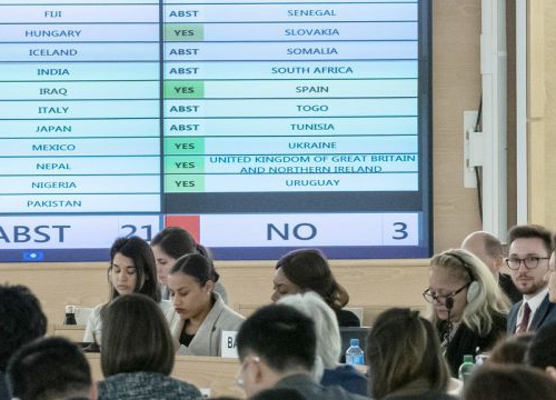 Voting during the  40th session of the Human Rights Council, March 2019