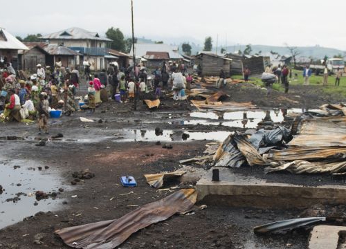 Democratic Republic ofn the Congo,  North Kivu province, Kitchanga downtown. The insanitary conditions next to the market worsens the situation of the residents affected by the recent violence. 