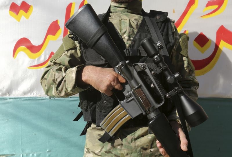 Lebanon, Armed fighter in  Saïda district. Ain al-Hilweh Palestinian refugee camp. 