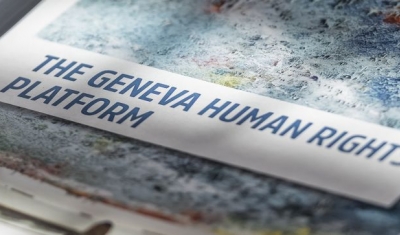 Photo of a flyer of the Geneva Human Rights Platform