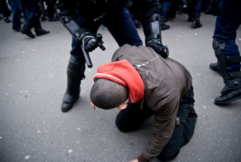 Police in action during a demonstration