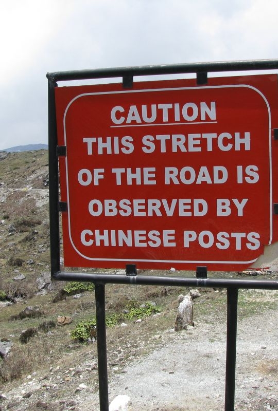 Notice placed a few km ahead of the Nathu La pass (India-China border).