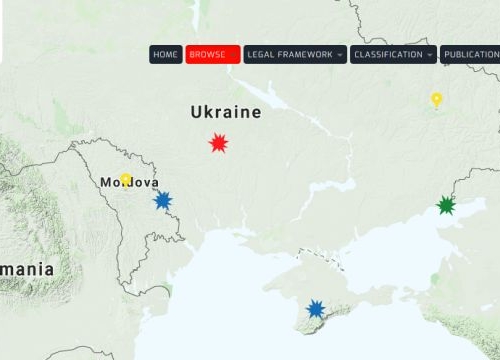 Map of the RULAC online portal showing Ukraine