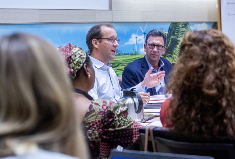 Christophe Golay during a meeting on the rights of peasants 