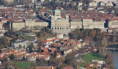 Aerial view of the Palais Federal in Bern