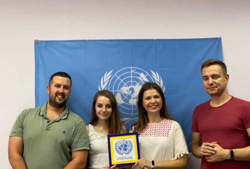 Eliska Mockova with colleagues from the UN Human Rights Monitoring Mission in Urkaine