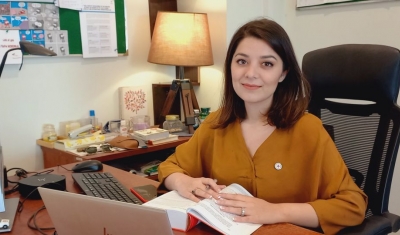 Durkhanay Ijaz at her desk