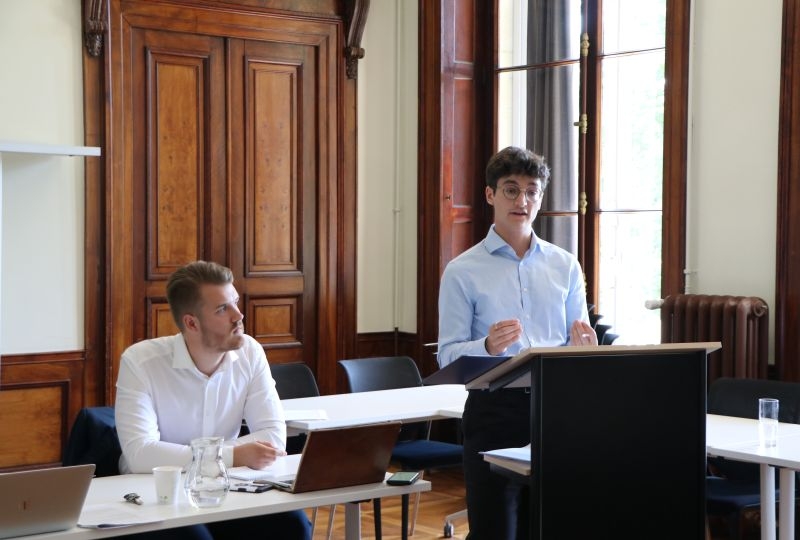 Edward Millet pleads during the open practice for the 2022 Mandela Moot Court