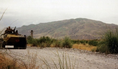 Armoured vehicle patrolls the border, Tajikistan