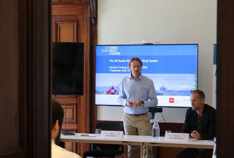 Felix Kirchmeier, Director of the Geneva Human Rights Platform, during a training course