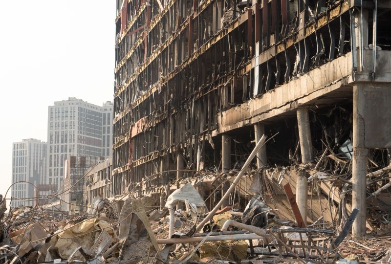 Destroyed building in Ukraine
