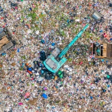 Aerial view of an open dump