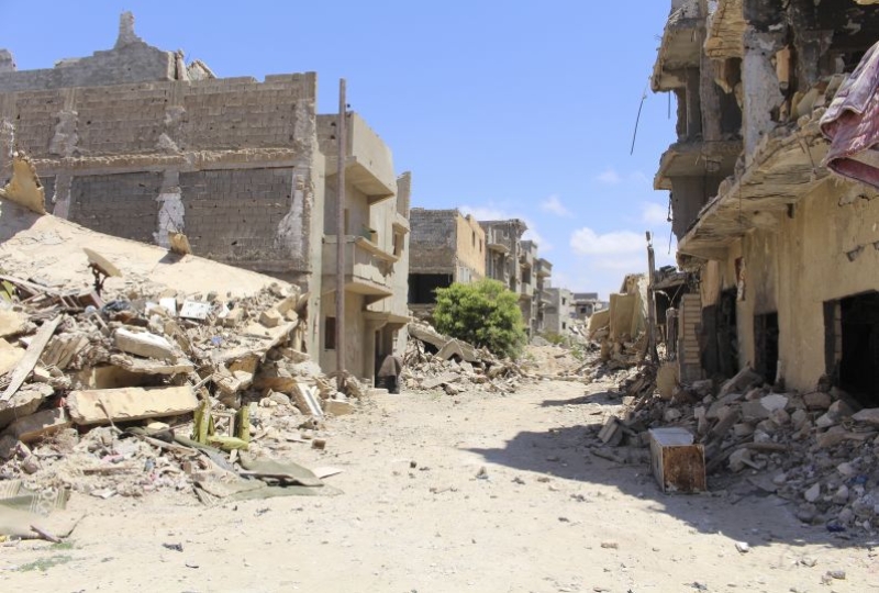 Libya,  Benghazi. Destruction in the city.