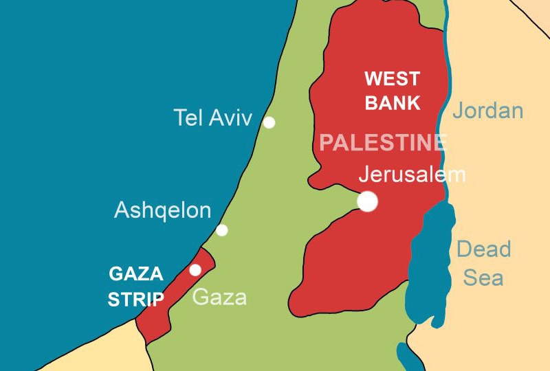 Map of Israel and Palestine