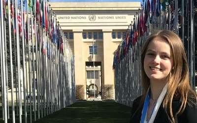 Anastasiya Dziubanava at the Palais des Nations in Geneva
