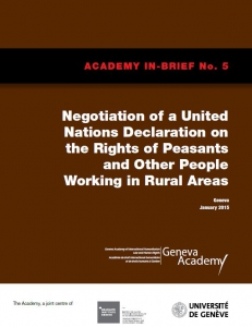 Cover of the In-Brief No5: Negotiation of a United Nations Declaration on the Rights of Peasants and Other People Working in Rural Areas