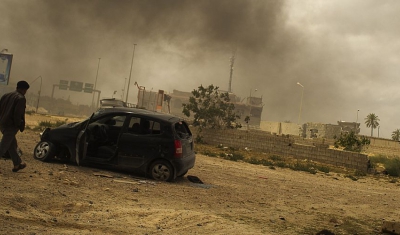  Libya, Misrata, Tripoli Street. After a battle between members of the armed opposition and government forces.