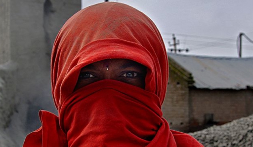 A woman worker at a construction site in India