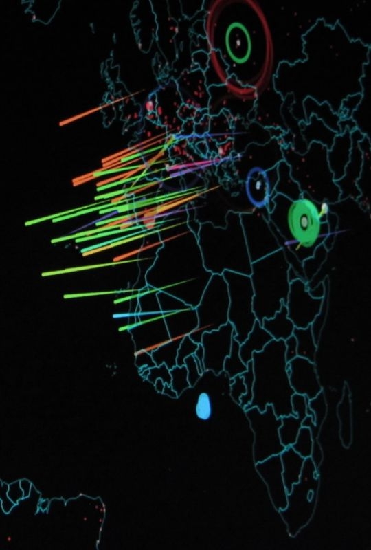 View of the Norse Attack Map showing cyberattacks